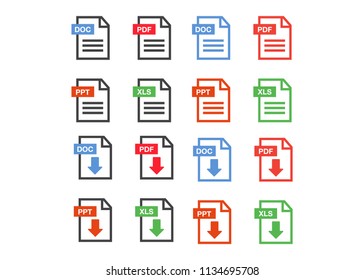 PDF file download icon. Document text, symbol web. Document icon set