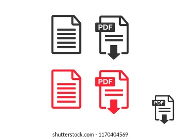 PDF File download icon. Document text, symbol web format information. Document icon set