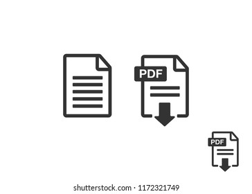 PDF File download icon. Document text, symbol web format information. Pdf icon