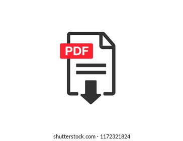 PDF file download icon. Document text, symbol web format information