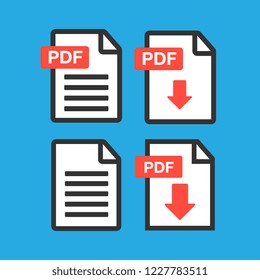 PDF File download icon. Document text, symbol web format information. Document icon set