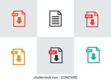 PDF File download icon. Document text, symbol web format information. Document icon set