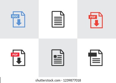 PDF File download icon. Document text, symbol web format information. Pdf icon