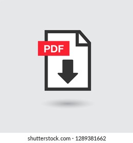 PDF file download icon. Document text, symbol web format information