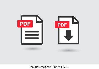 PDF file download icon. Document text, symbol web format information