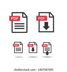 PDF File download icon. Document text, symbol web format information. Document icon set