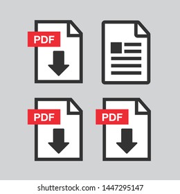 PDF File download icon. Document text, symbol web format information. Document icon set