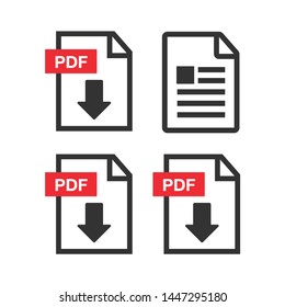 PDF File download icon. Document text, symbol web format information. Pdf icon