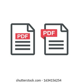 PDF File download icon. Document text, symbol web format information. Document icon set