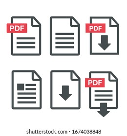 PDF File Download Icon. Document Text, Symbol Web Format Information