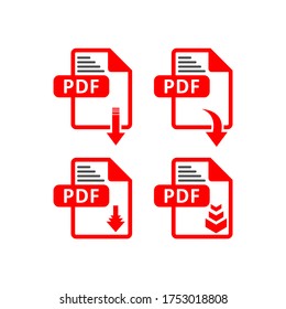 icono de descarga de archivo PDF. Texto del documento, información de formato web de símbolos