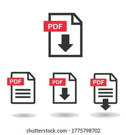 PDF File download icon. Document text, symbol web format information. Pdf icon