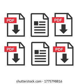 PDF File download icon. Document text, symbol web format information. Pdf icon