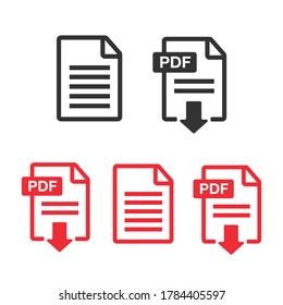 PDF File download icon. Document text, symbol web format information. Document icon set