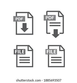 PDF File download icon. Document text, symbol web format information. Document icon set