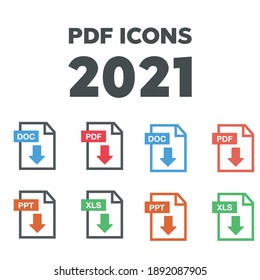PDF file download icon. Document text, symbol web. Document icon set