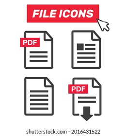 PDF file download icon. Document text, symbol web format information