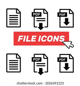 PDF File download icon. Document text, symbol web format information. Document icon set