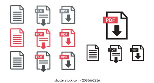 PDF file download icon. Document text, symbol web format information