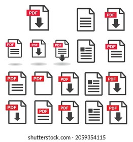 PDF file download icon. Document text, symbol web. Document icon set