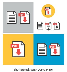 PDF file download icon. Document text, symbol web. Document icon set