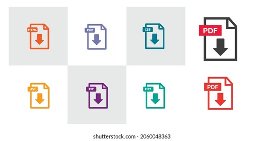 PDF file download icon. Document text, symbol web format information