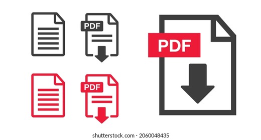 PDF file download icon. Document text, symbol web. Document icon set