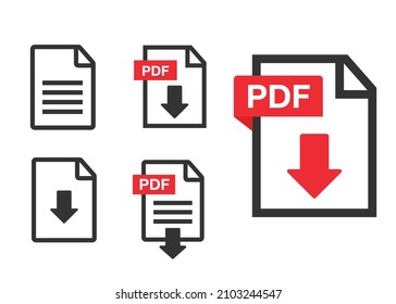 PDF file download icon. Document text, symbol web format information, vector illustration