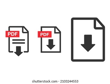 PDF file download icon. Document text, symbol web format information, vector illustration