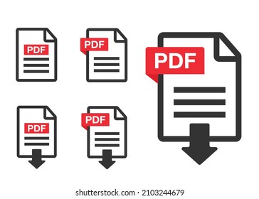 PDF file download icon. Document text, symbol web format information, vector illustration