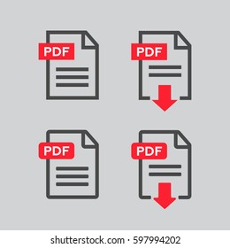 PDF file download icon. Document text, symbol web. PDF file vector