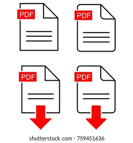 PDF file download icon. Document text, symbol web format information,vector illustration