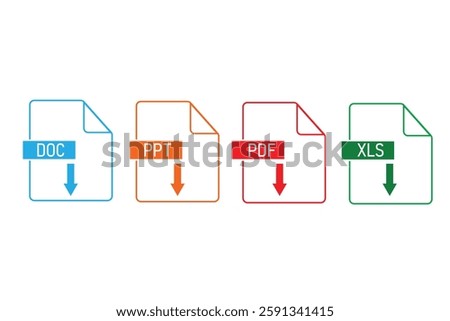 PDF file download icon. Document text, symbol web. Document icon set