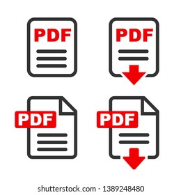 Pdf file download icon. The PDF icon. File format symbol flat – vector