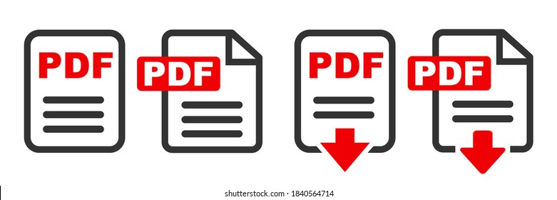 Pdf-Datei-Download-Symbol. Das PDF-Symbol. Symbol für Dateiformat - flaches Zeichen - Stock-Vektorgrafik