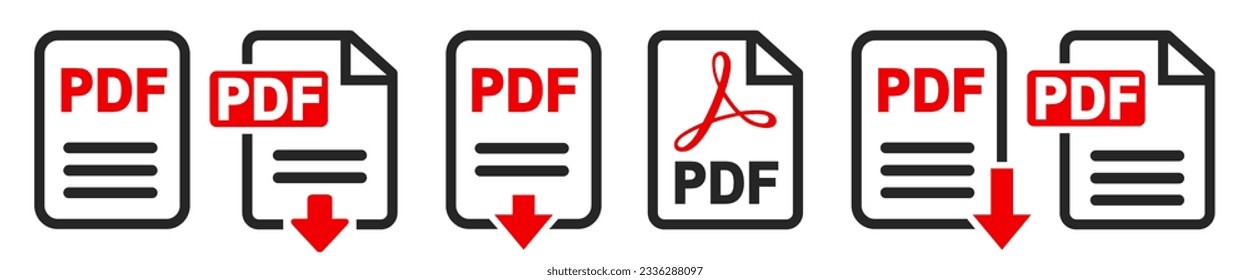 Icono de descarga de archivos Pdf. El icono PDF. Símbolo de formato de archivo signo plano - vector