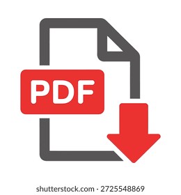 ícone de download de arquivo pdf com seta vermelha e rótulo