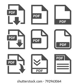 pdf file download icon set