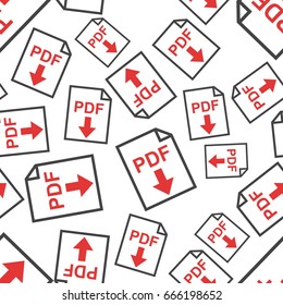 PDF file download seamless pattern background icon. Flat vector illustration. PDF sign symbol pattern.