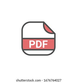 Pdf abgerundete quadratische flache Symbol grafische Vektorillustration Illustration. Pdf-Dateiformat Symbol gerundet Symbol.