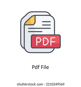 Pdf File Filled Outline Vector Icon Design illustration on White background. EPS 10 File