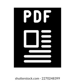 pdf file format document glyph icon vector. pdf file format document sign. isolated symbol illustration