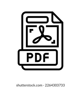 pdf file format document line icon vector. pdf file format document sign. isolated contour symbol black illustration