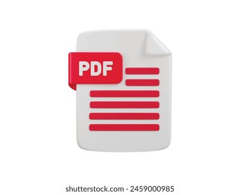 pdf file format icon 3d rendering vector illustration