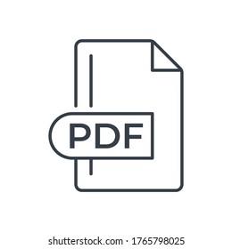 PDF File Format Icon. PDF extension line icon.