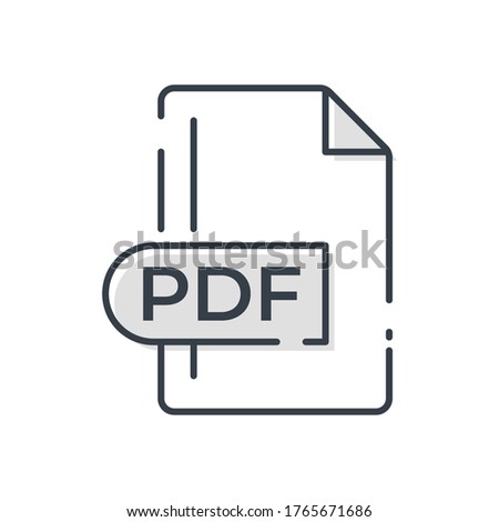 PDF File Format Icon. PDF extension line icon.