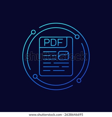 PDF file format icon, linear design