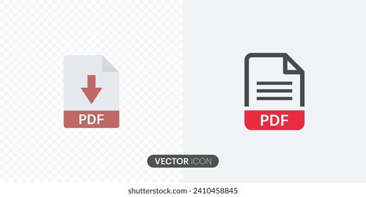 PDF file format icons set.PDF file download symbols.Different style icons set.PDF file download icon set trendy flat icon.vector illustration
