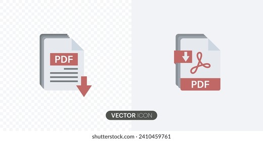 Symbole im PDF-Dateiformat set.PDF Datei-Download-Symbole.Verschiedene Stilsymbole gesetzt. Download-Symbol für PDF-Dateien mit einem modischen Flachsymbol.Vektorgrafik