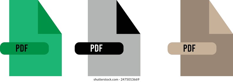 PDF file format icons set. PDF file download symbols. Format for texts, images, vector images, videos, interactive forms - stock vector.